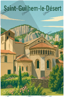 Affiche personnalis&eacute;e de Saint-Guilhem-le-D&eacute;sert - AffichAI