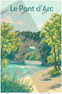 Affiche personnalis&eacute;e de Vallon-Pont-d'Arc - AffichAI